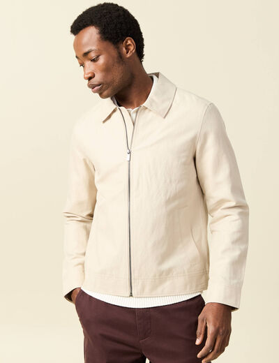 Blouson droit court manches longues sable homme