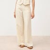 Pantalon large taille haute ceinture jaune pastel femme