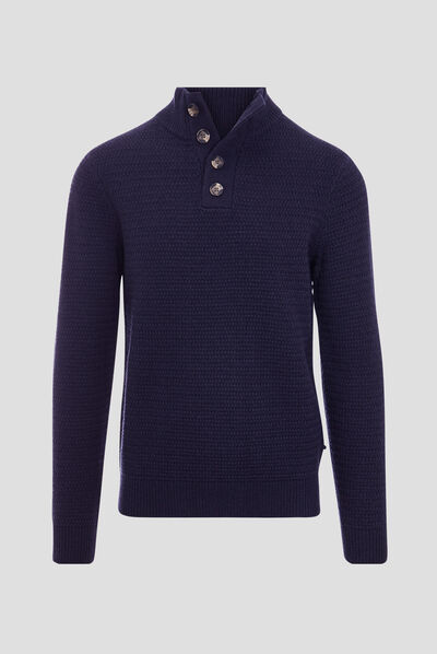Pull manches longues bleu foncé homme