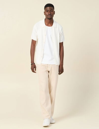 Chemise manches courtes tricot ecru homme