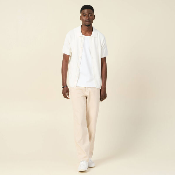 Chemise manches courtes tricot ecru homme