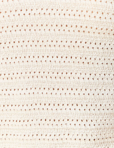 Gilet manches courtes ajouré creme femme