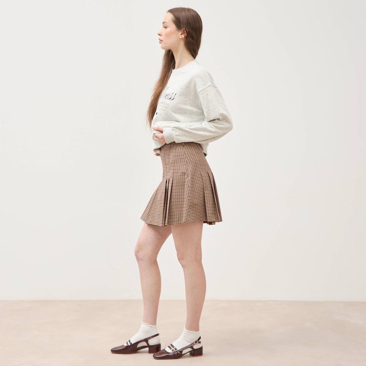 Mini-jupe doubl&eacute;e ficelle femme