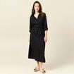Robe droite manches longues 3/4 noir femme