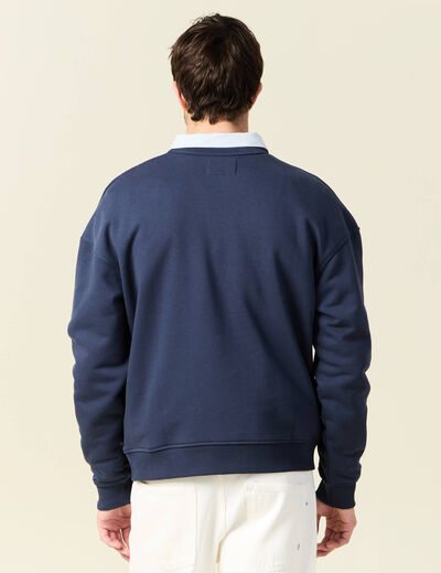 Sweat manches longues bleu marine homme