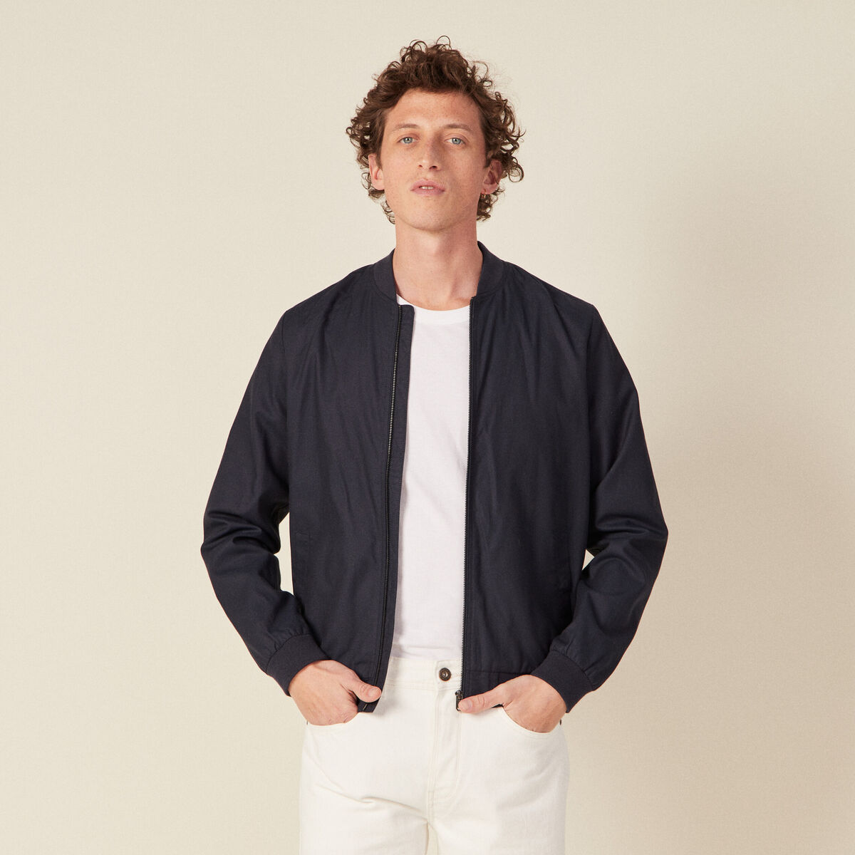 Veste teddy bleu marine homme
