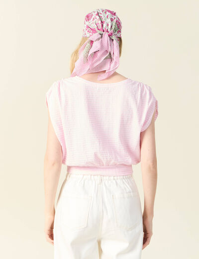 T-shirt manches courtes rose clair femme