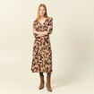 Robe midi &eacute;vas&eacute;e manches 3/4 noir femme