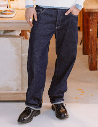 Jeans large relaxed denim brut clean homme