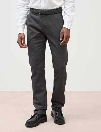 Pantalon chino avec ceinture gris fonc&eacute; homme