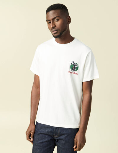 T-shirt manches courtes en coton no&euml;l ecru homme