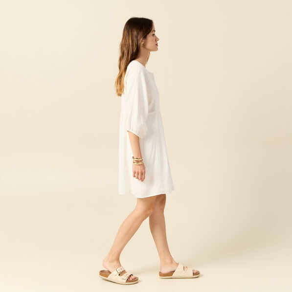 robe evasee manches 34 ecru femme Robe évasée manches 3/4 ecru femme