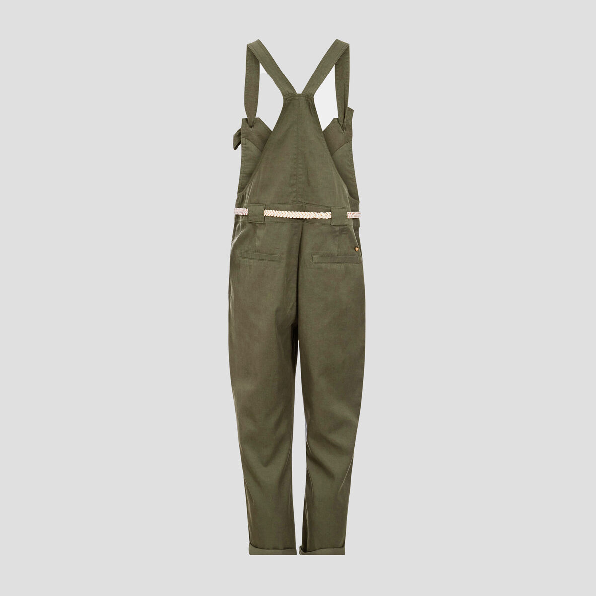 Salopette fluide boutonn&eacute;e vert fonc&eacute; femme