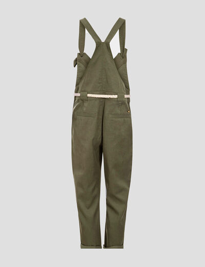 Salopette fluide boutonn&eacute;e vert fonc&eacute; femme