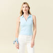 Polo sans manches bleu pastel femme