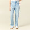 Jeans straight taille haute denim bleach femme