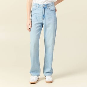 jeans straight taille haute denim bleach femme Jeans straight taille haute denim bleach femme