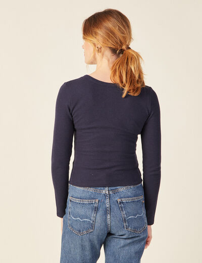 T-shirt manches longues bleu marine femme