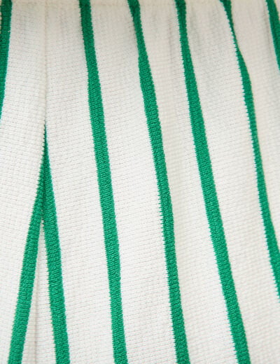 Short taille haute en maille ray&eacute;e vert femme