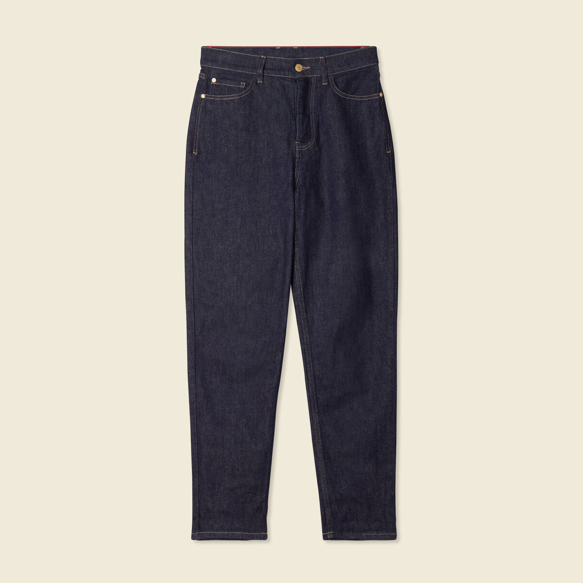 Jeans mom fabriqu&eacute; en France denim brut femme