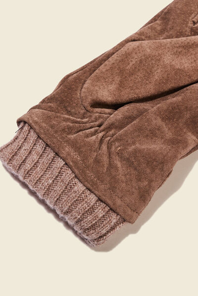 Gants en cuir beige homme