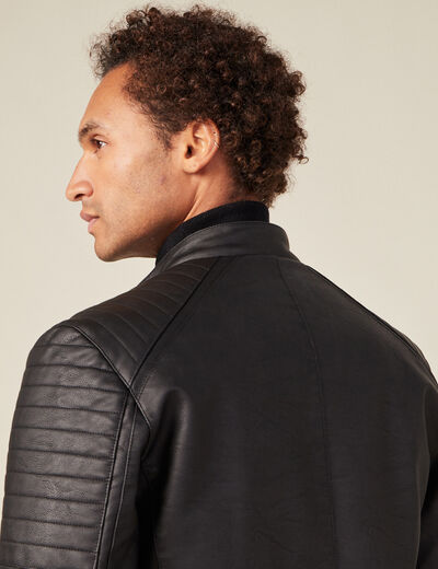 Veste droite avec capuche noir homme