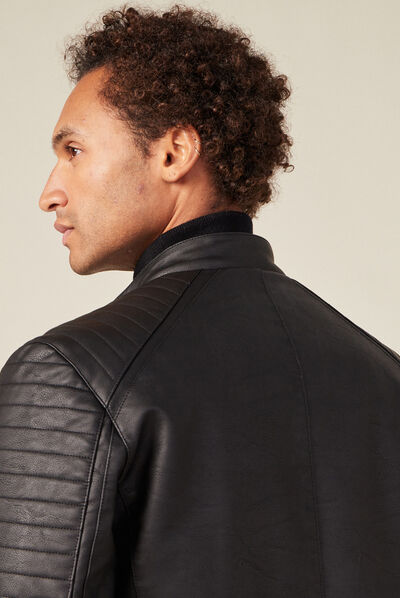 Veste droite avec capuche noir homme