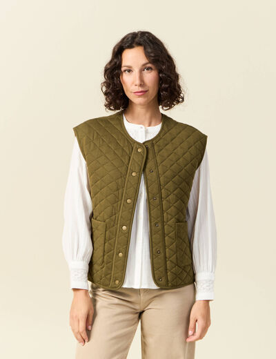 Gilet sans manches vert kaki femme