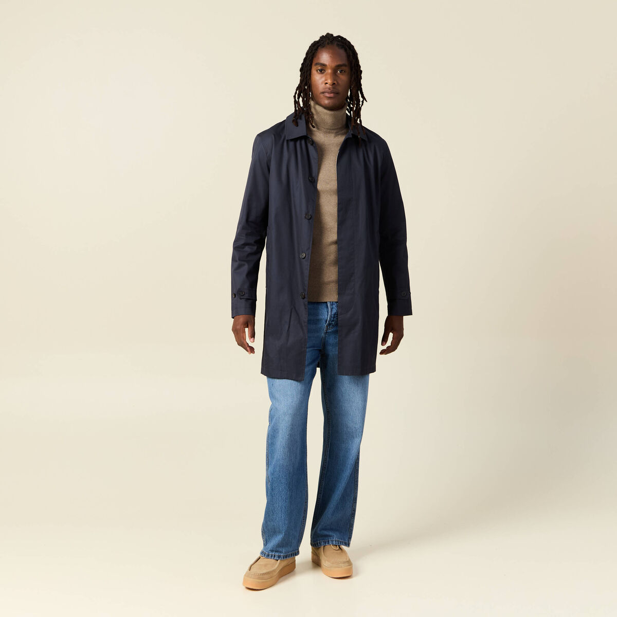 Pull manches longues taupe homme