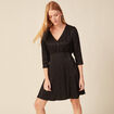 Robe évasée satin noir femme