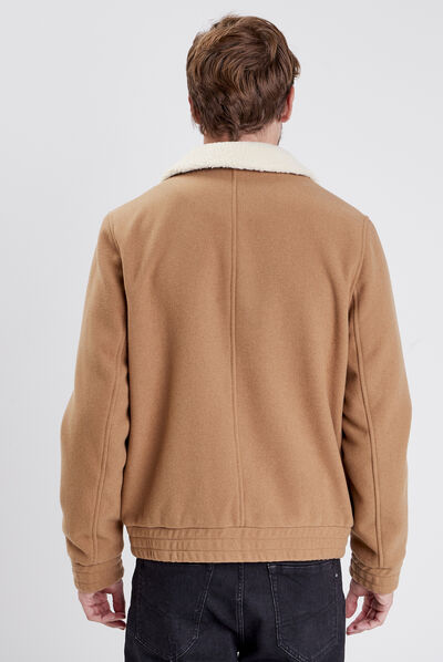 Blouson droit zippé vert kaki homme