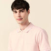 Polo cintr&eacute; en coton manches courtes rose clair homme