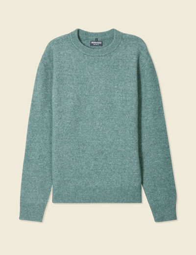 Pull manches longues col rond vert foncé homme