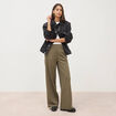 Pantalon large taille haute fluide camel femme
