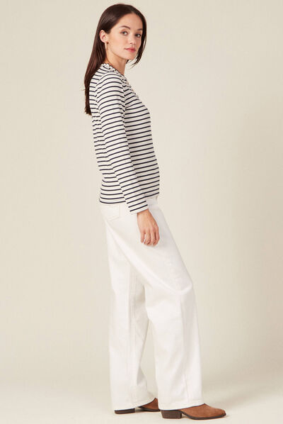 T-shirt manches longues ecru femme