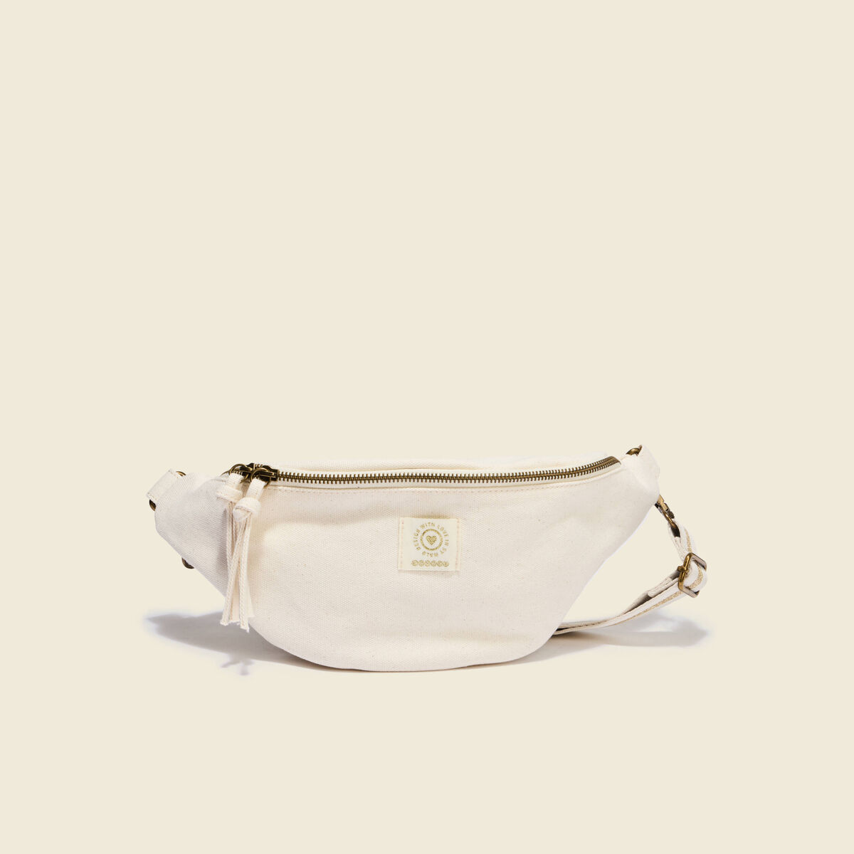 Banane coton sac bandouli&egrave;re ivoire femme