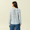 Blouse col rond manches longues bleu ciel femme