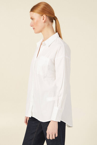 Chemise manches longues blanc femme