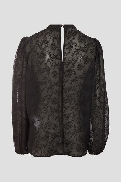Blouse manches longues noir femme
