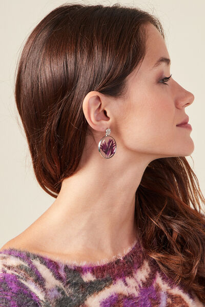 Boucles d'oreilles pendantes violet femme