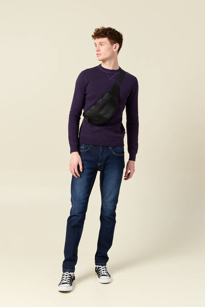 Pull manches longues violet fluo homme