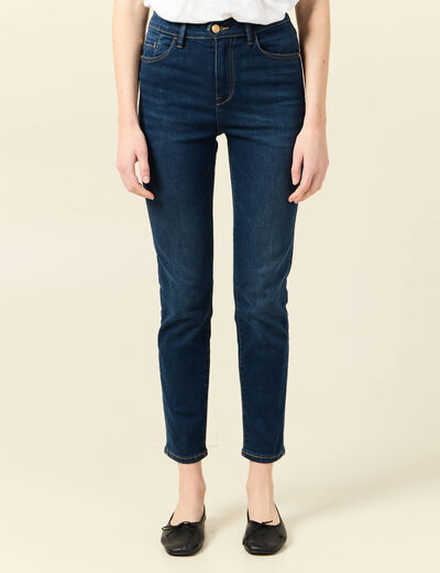 Jeans slim taille haute 7/8ème denim brut femme
