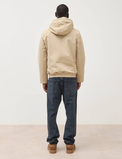 Parka courte &agrave; capuche beige homme