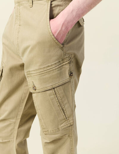 Pantalon cargo droit gris homme