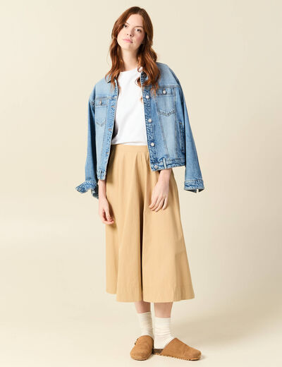 Jupe en coton beige femme