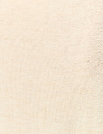 Pull fin col roul&eacute; manches longues creme femme