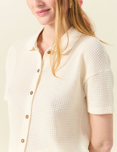 Polo manches courtes creme femme