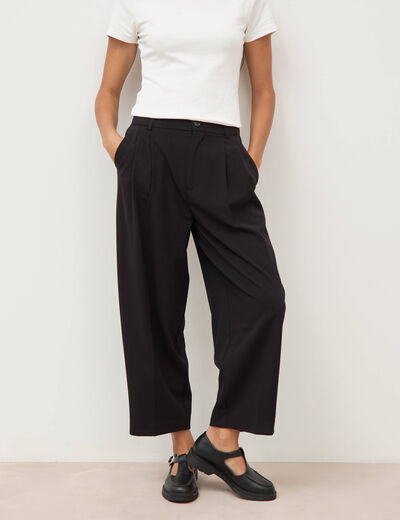 Pantalon barrel noir femme