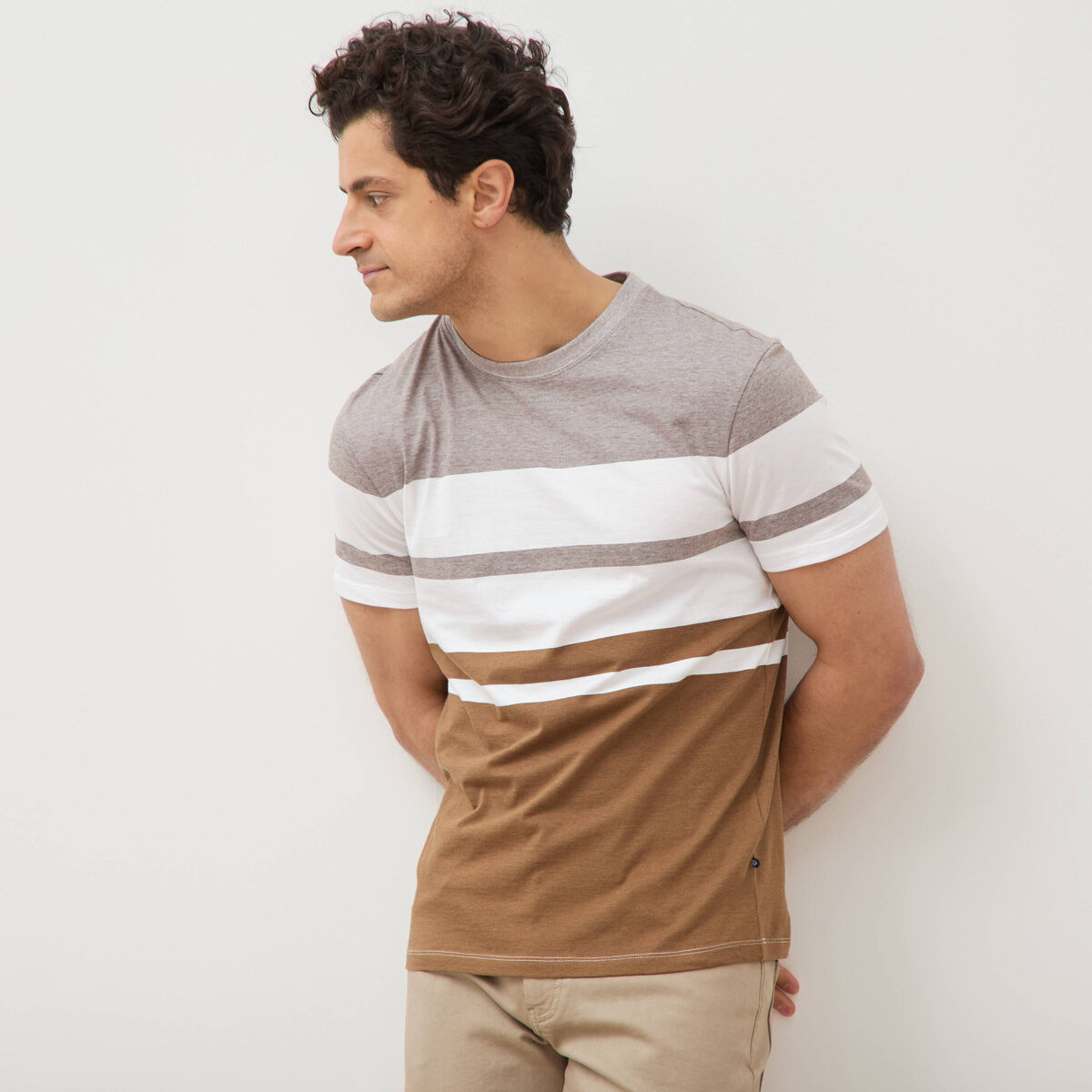 T-shirt manches courtes taupe homme