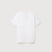 T-shirt col mao manches courtes en coton blanc homme